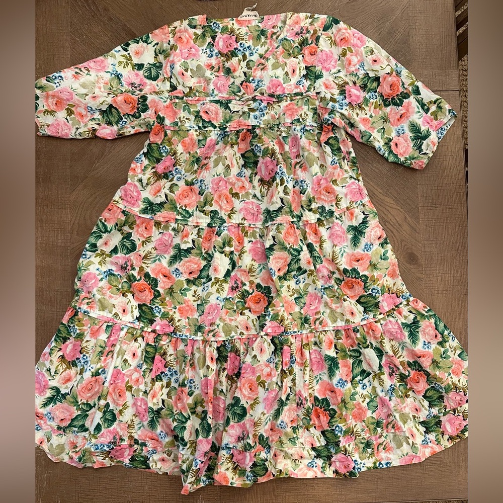 Vintage Star of India Floral Dress 100% Cotton size Medium
